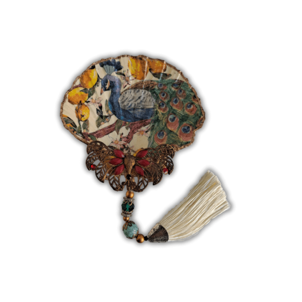 Vieira Decorativa Doble Cara "Cerezo & Pavo Real"