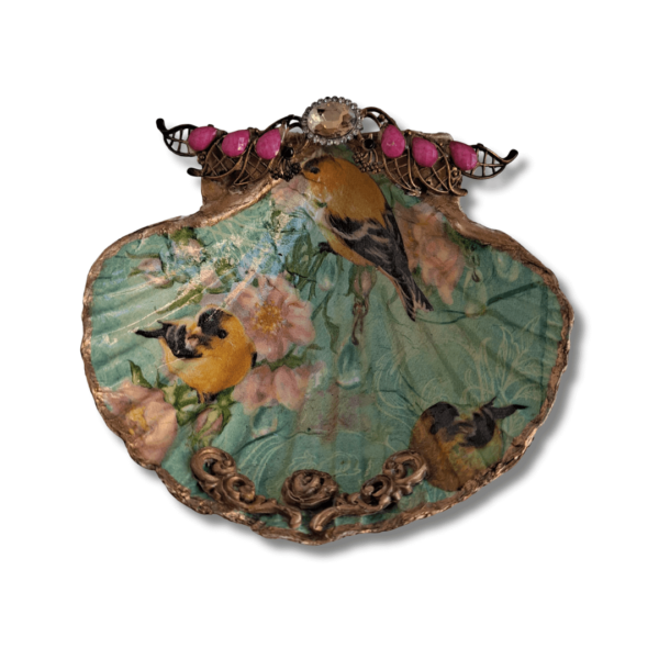 19 Vieira Decorativa Doble Cara “Flores & Jilgueros”