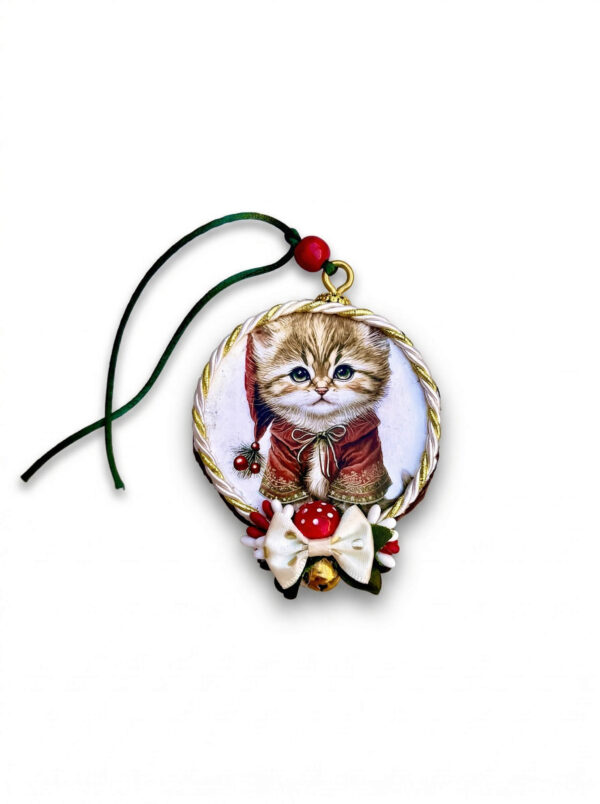 Colgador Gatito Navideño & Lunares Dorados