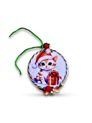 Colgador Gatito Regalo & Duende Navideño