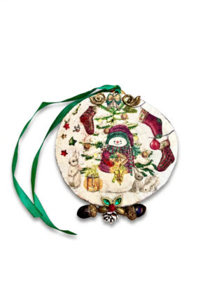 Colgador Muñeco de Nieve & Árbol Iluminado