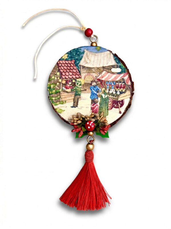 Colgador Mercado Navideño & Petirrojo