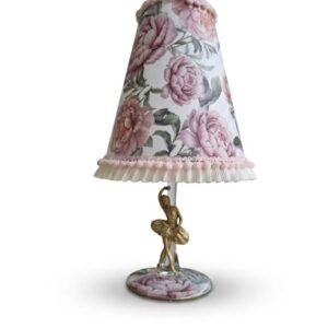 Lámpara de Mesa Artesanal con Figura de Bailarina y Pantalla Floral